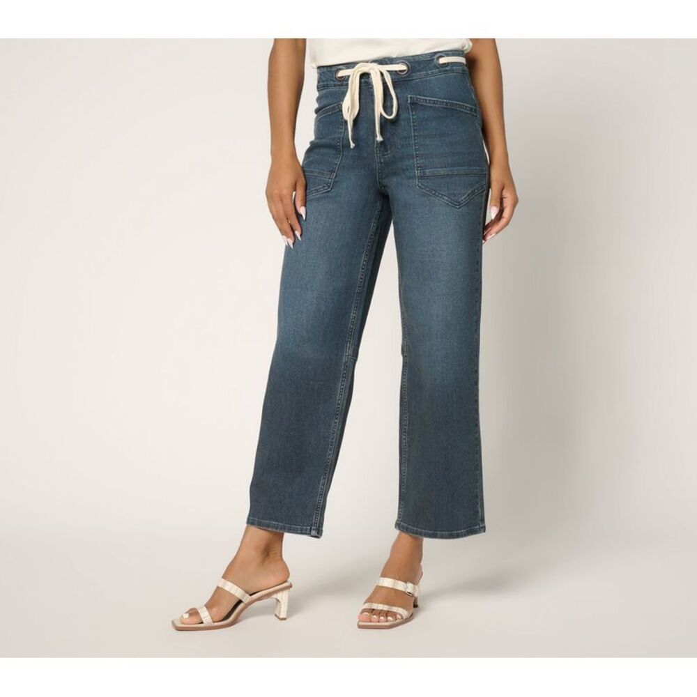 SUNNYLiFE Women's Petite Pants 20P Ankle Slight Barrel Jeans- Indigo Blue